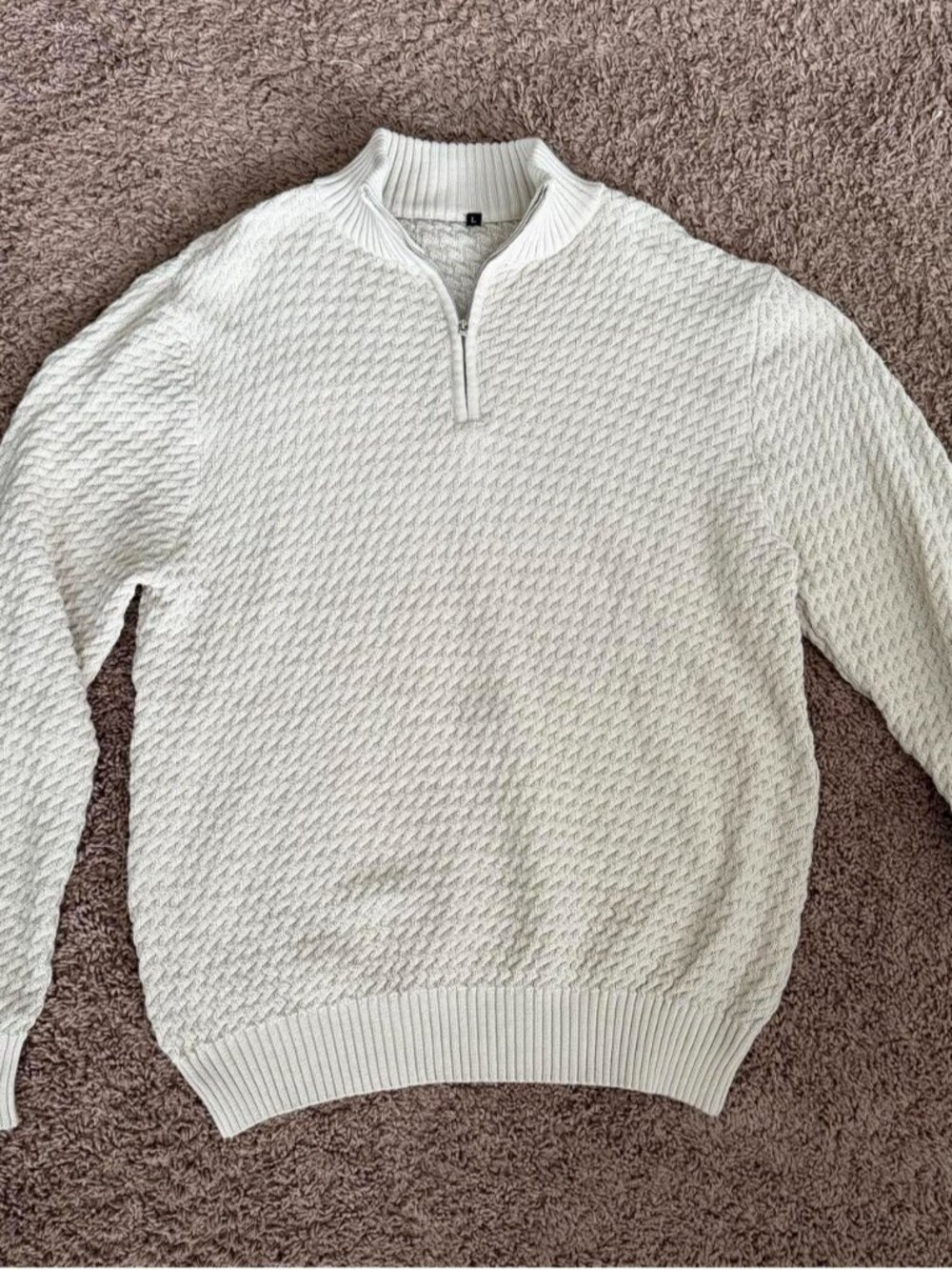 Unbranded Cream Quarter Zip Sweater, size L